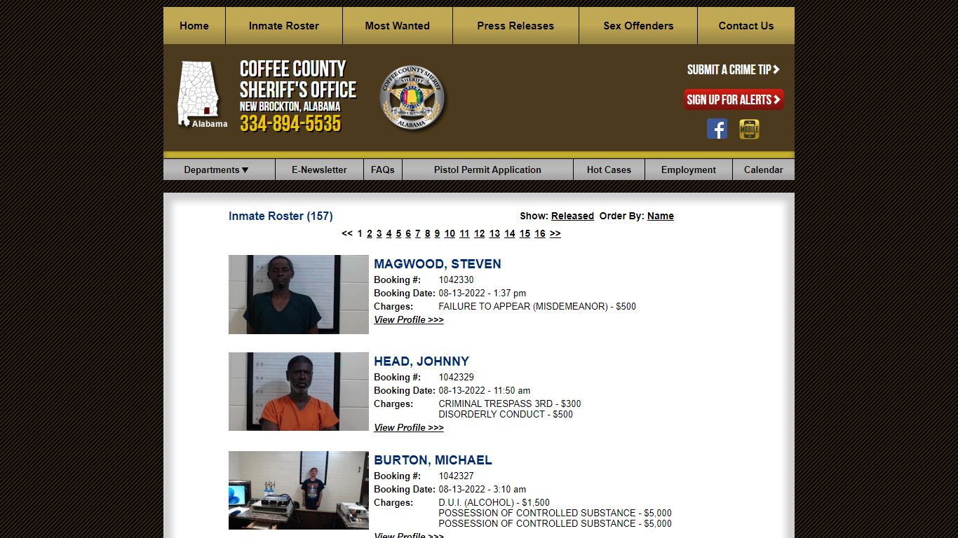 Inmate Roster - Coffee County AL Sheriff's Office