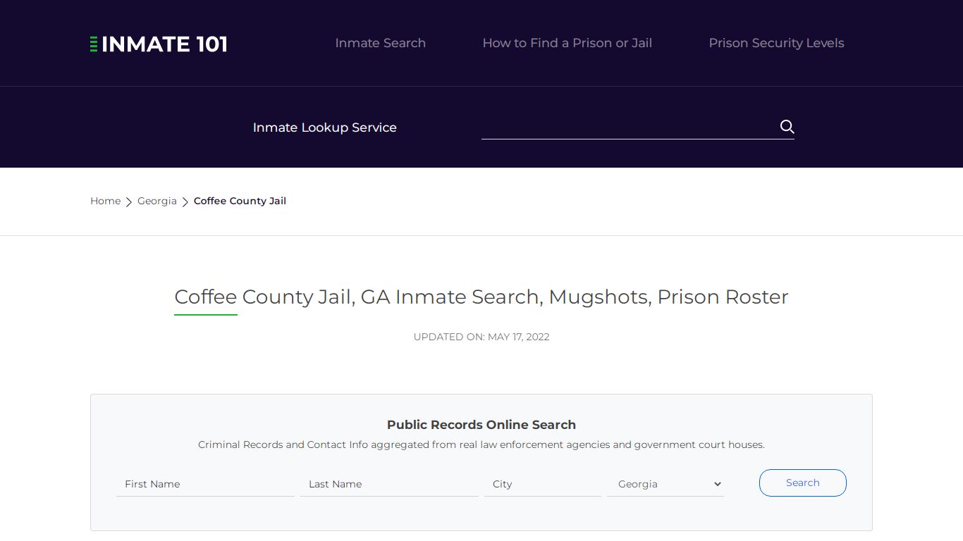 Coffee County Jail, GA Inmate Search, Mugshots, Prison ...